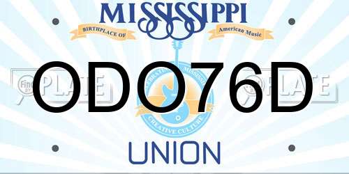 ODO76D Mississippi License Plate