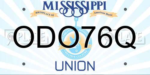 ODO76Q Mississippi License Plate