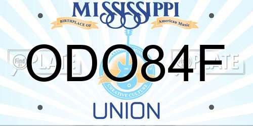 ODO84F Mississippi License Plate