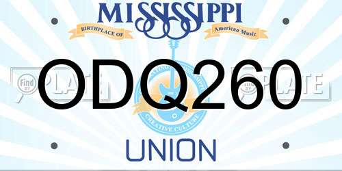ODQ260 Mississippi License Plate