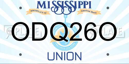 ODQ26O Mississippi License Plate
