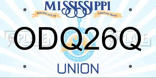 ODQ26Q Mississippi License Plate