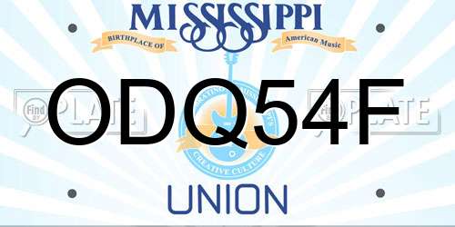 ODQ54F Mississippi License Plate
