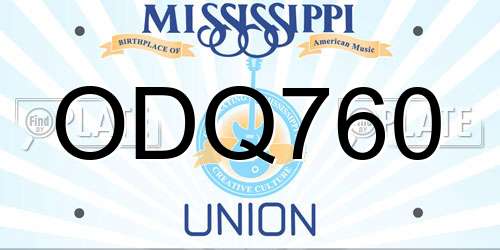 ODQ760 Mississippi License Plate
