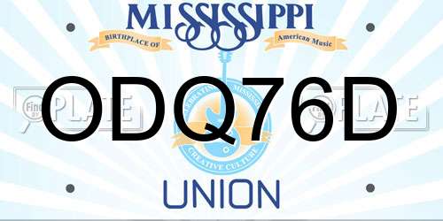 ODQ76D Mississippi License Plate