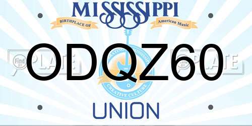ODQZ60 Mississippi License Plate