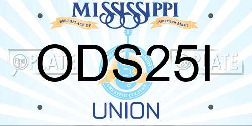 ODS25I Mississippi License Plate