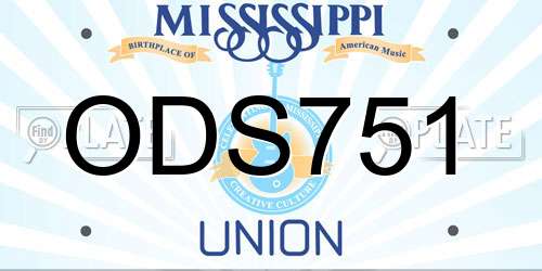 ODS751 Mississippi License Plate