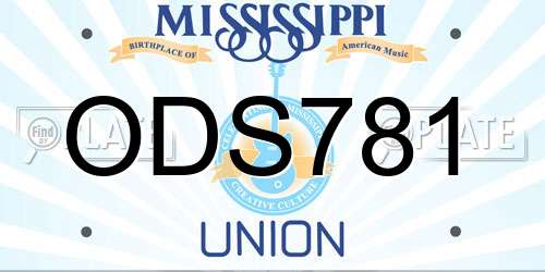ODS781 Mississippi License Plate