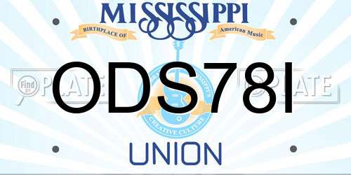 ODS78I Mississippi License Plate