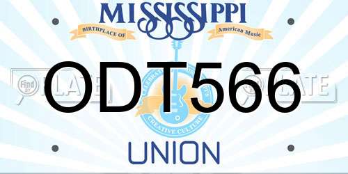 ODT566 Mississippi License Plate