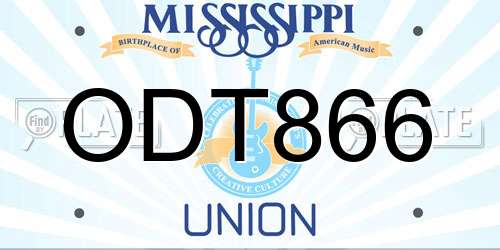 ODT866 Mississippi License Plate