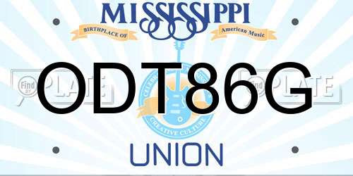 ODT86G Mississippi License Plate