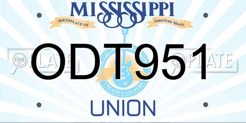 ODT951 Mississippi License Plate