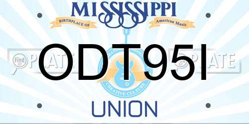 ODT95I Mississippi License Plate