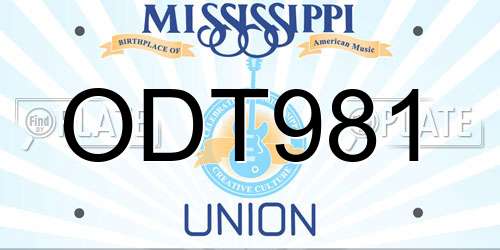 ODT981 Mississippi License Plate