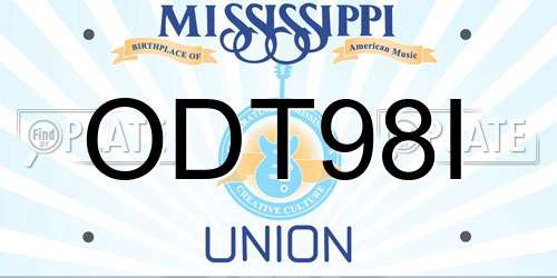 ODT98I Mississippi License Plate