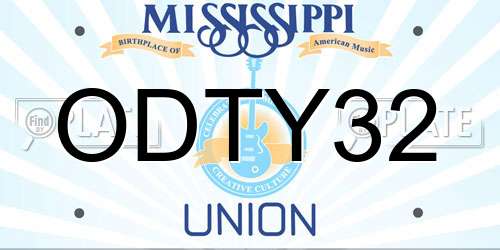 ODTY32 Mississippi License Plate