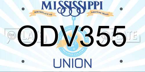 ODV355 Mississippi License Plate