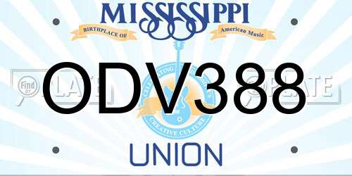 ODV388 Mississippi License Plate