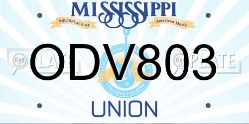 ODV803 Mississippi License Plate