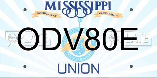 ODV80E Mississippi License Plate