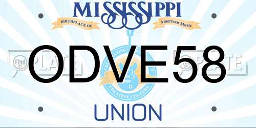 ODVE58 Mississippi License Plate