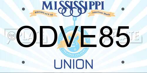 ODVE85 Mississippi License Plate