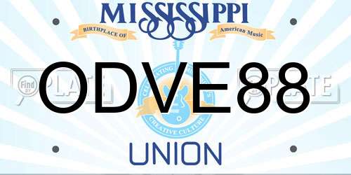 ODVE88 Mississippi License Plate