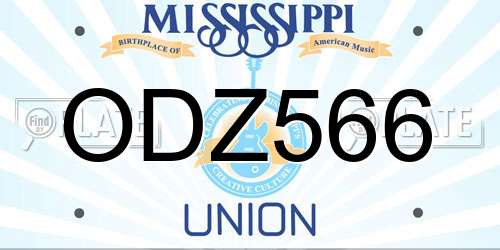 ODZ566 Mississippi License Plate