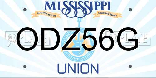 ODZ56G Mississippi License Plate