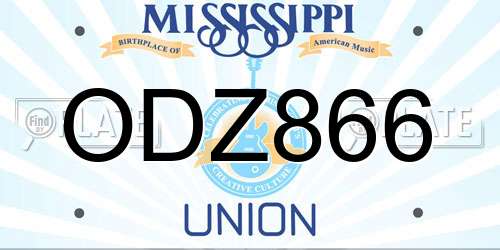 ODZ866 Mississippi License Plate