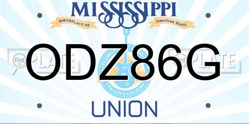 ODZ86G Mississippi License Plate