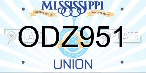 ODZ951 Mississippi License Plate