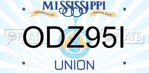 ODZ95I Mississippi License Plate