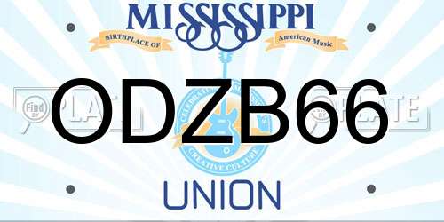 ODZB66 Mississippi License Plate