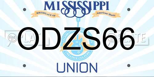 ODZS66 Mississippi License Plate