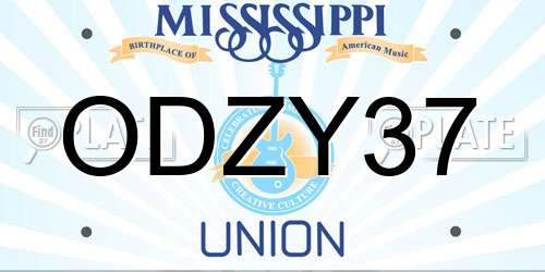 ODZY37 Mississippi License Plate