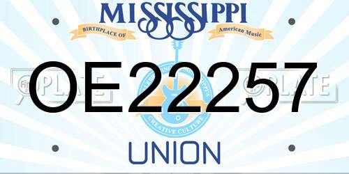 OE22257 Mississippi License Plate