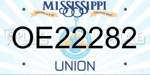 OE22282 Mississippi License Plate