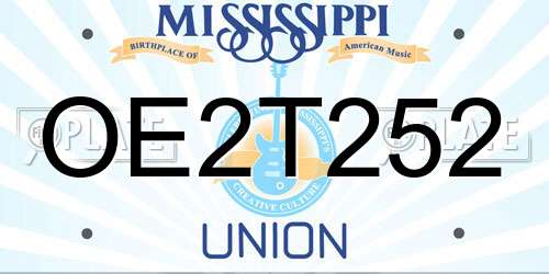 OE2T252 Mississippi License Plate
