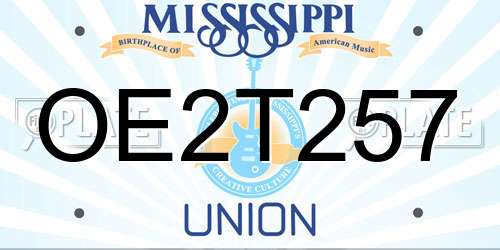 OE2T257 Mississippi License Plate