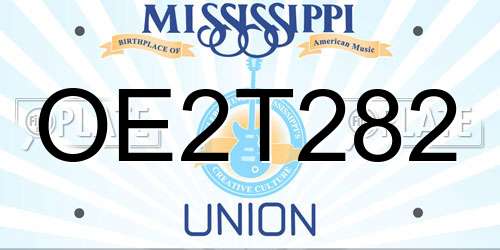 OE2T282 Mississippi License Plate