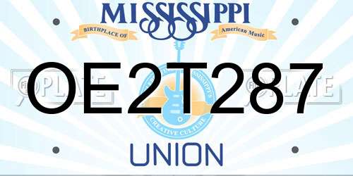 OE2T287 Mississippi License Plate