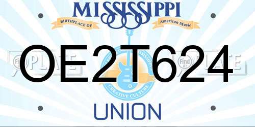 OE2T624 Mississippi License Plate