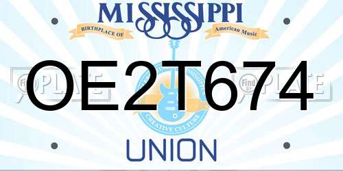 OE2T674 Mississippi License Plate