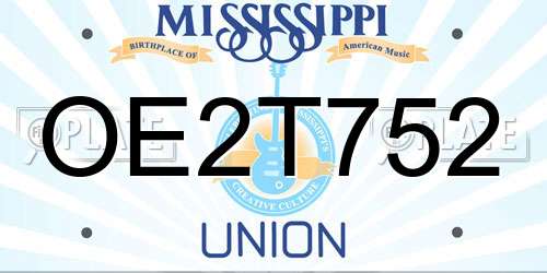 OE2T752 Mississippi License Plate