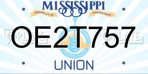 OE2T757 Mississippi License Plate