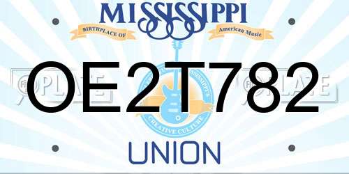 OE2T782 Mississippi License Plate