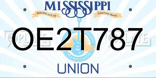 OE2T787 Mississippi License Plate